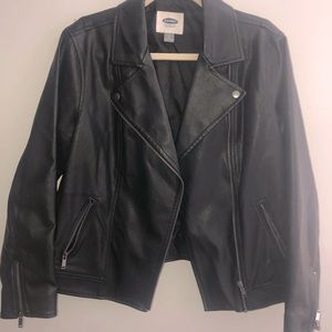 Black faux Leather Motorcycle Jacket